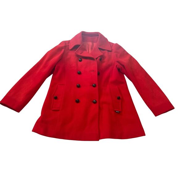MACKINTOSH Wool Bright Red Authentic Peacoat Women's Small USA Made